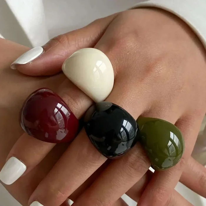kf-Sb781f65b210d40dba24a629cc12830bbP Ingemark Vintage Irregular Smooth Resin Plastic Rings for Women New Trend Boho Geometric Finger Rings Aesthetic Party Jewelry - Image 1