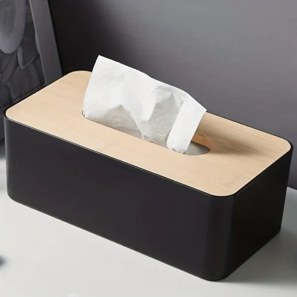 Wood Grain Tissue Box with Lid Bathroom Organizer Plastic Cover Waterproof for Countertop Vanity Office Space Saving - Image 6