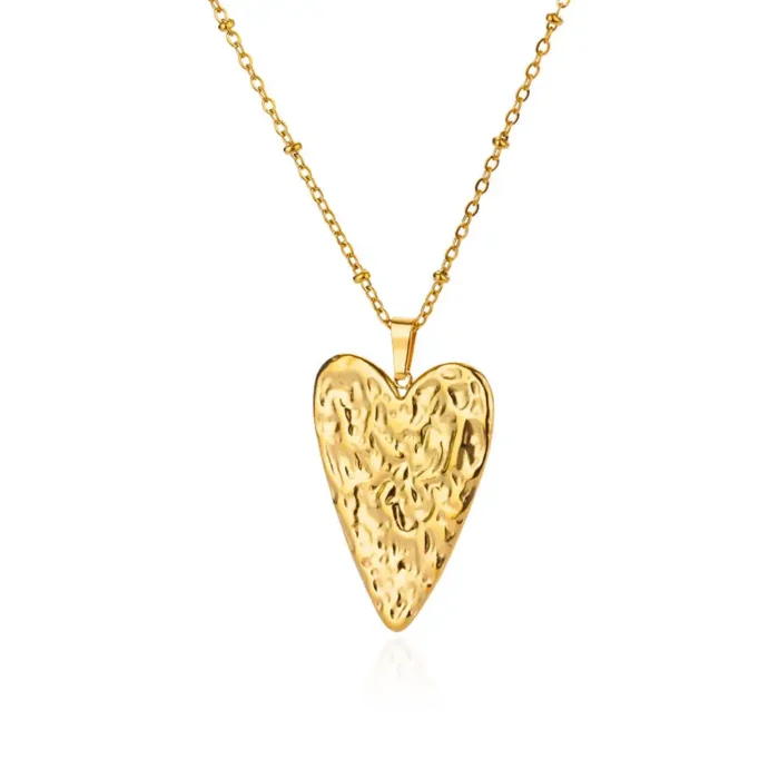 kf-Sb984929966b045e0b9b91d6a76139c70p Trendy Heart Pendant Stainless Steel Pleated Necklaces For Women Trendy Gold Color Aesthetic Pendant Necklace Jewelry Accessory - Image 5