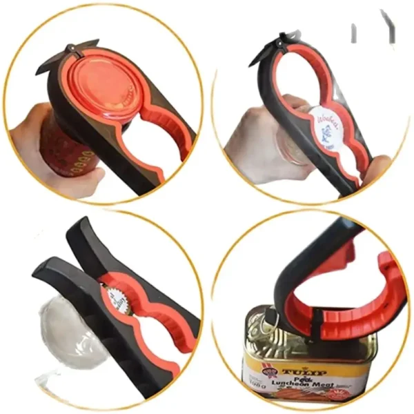 4-in-1 Multi-Function Can Opener – Bottle Cap Twister with Anti-Slip Handle for Cans & Beverages - Image 2