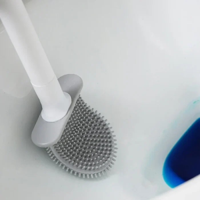 Wall-mounted toilet brush silicone flat brush head toilet brush cleaning brush set toilet clean brush bathroom - Image 2