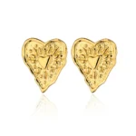 Stainless Steel Irregular Heart Texture Stud Earring for Women Gold Color Heart Wedding Aesthetic Earring Jewelry Accessories - Image 5
