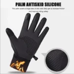 Black Winter Warm Full Fingers Waterproof Cycling Outdoor Sports Running Motorcycle Ski Touch Screen Fleece Gloves - Image 4