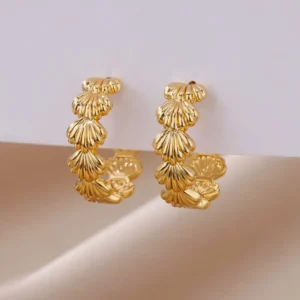 C-shaped Shell Stainless Steel Earrings For Women Korean Style Gold Plated Piercing Earring Luxury Quality Jewelry Birthday Gift