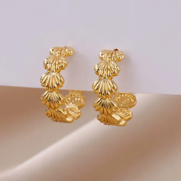 C-shaped Shell Stainless Steel Earrings For Women Korean Style Gold Plated Piercing Earring Luxury Quality Jewelry Birthday Gift - Image 3