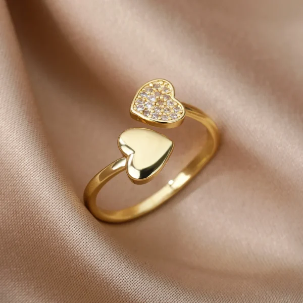 Zircon Geometric Heart Rings For Women Stainless Steel Gold Color Wedding Ring Luxury Aesthetic Jewlery Couple Gift 2025 - Image 4