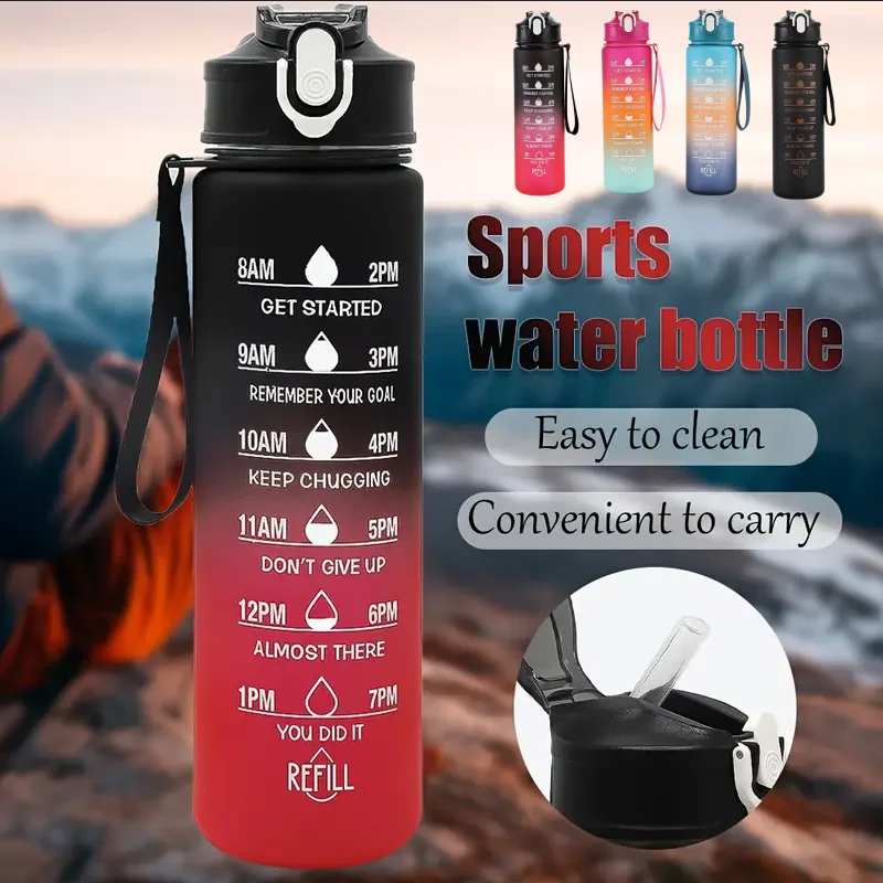 kf-Sbf5f30a9030d4f3faed83cf27ef332d1m Sports Water Bottle with Time-Tracking Straw Leak Proof Locking Flip Cover for Easy Carry Ideal for Outdoor Adventures - Image 1