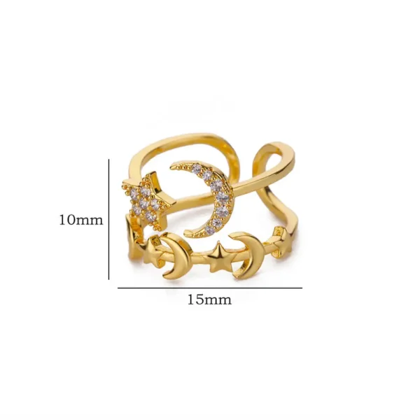 Zircon Star Moon Rings For Women Gold Color Adjustable Stainless Steel Moon Star Ring Wedding Aesthetic Party Jewelry Gift BFF - Image 4