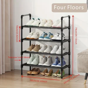 Multi-Tier Metal Shoe Rack Stackable Organizer Freestanding Black Space Saving Storage for Closet Bedroom Indoor Outdoor Use