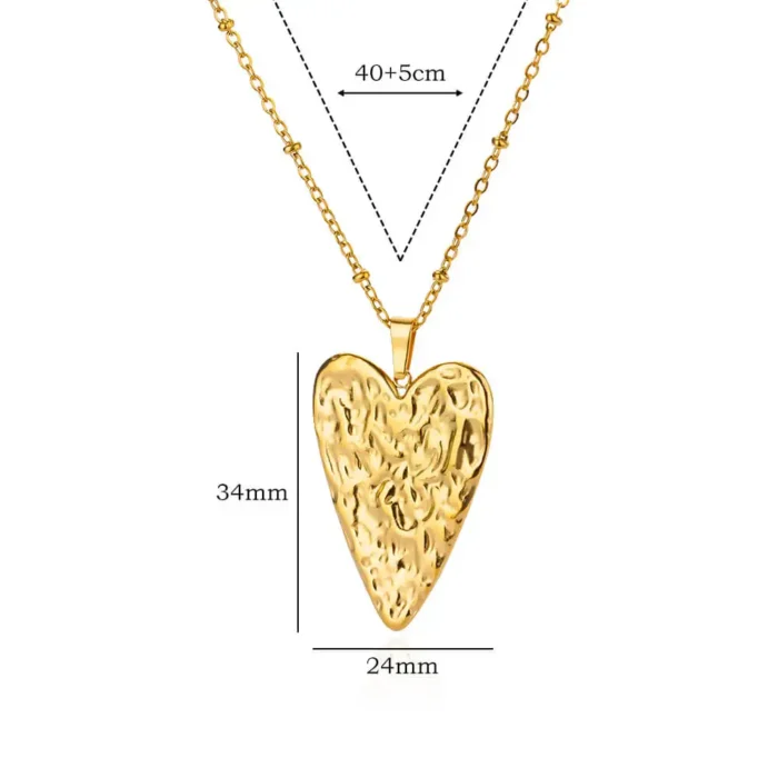kf-Sc28980154a5841d59d90d4991baa4945y Trendy Heart Pendant Stainless Steel Pleated Necklaces For Women Trendy Gold Color Aesthetic Pendant Necklace Jewelry Accessory - Image 4