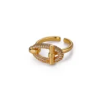 Stainless Steel Oval Hollow Zircon Open Rings For Women Gold Color Trendy Wedding Aesthetic Ring Summer Jewelry Accessories BFF - Image 5