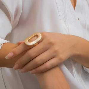 Exaggerated Big Hollow Out Geometric Oval Rings for Women Creative Adjustable Finger Matte Rings Fashion Statement Jewelry Girls