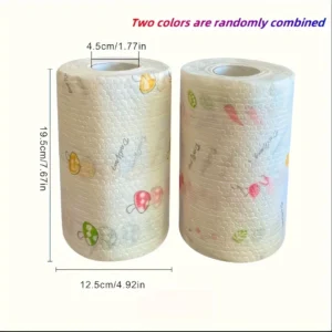 50 100pcs/roll Dishcloth Absorbent Thickened Kitchen Paper Dry Wet Use Non Greasy Random Pattern for Sink Cleaning Dishwashing
