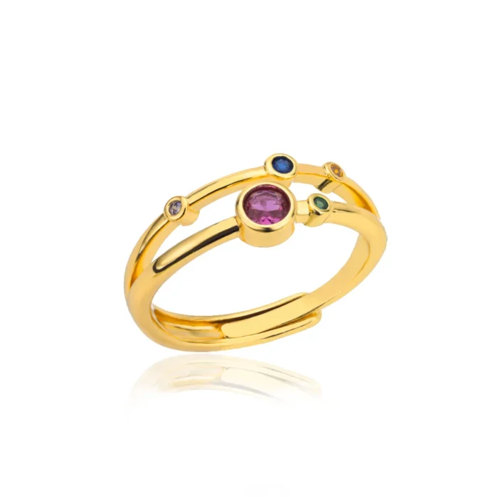 kf-Sc38248c3de43421da78334d142e7807bT Colorful Zircon Round Stone Rings For Women Stainless Steel Gold Color Finger Ring Wedding Aesthetic Jewelry Gift bijoux femme - Image 6