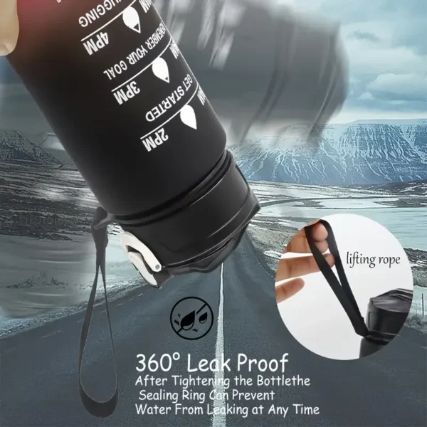 Sports Water Bottle with Time-Tracking Straw Leak Proof Locking Flip Cover for Easy Carry Ideal for Outdoor Adventures - Image 2