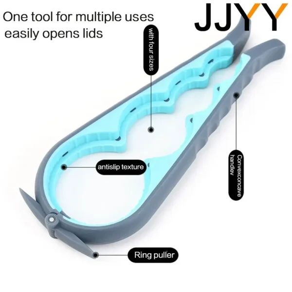 4-in-1 Multi-Function Can Opener – Bottle Cap Twister with Anti-Slip Handle for Cans & Beverages - Image 5