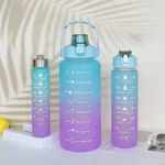3Pcs Gradient Plastic Cup Set Large Capacity Sports Water Bottle Outdoor Travel Gym Fitness Jugs Student Portable Cup WIth Straw - Image 2