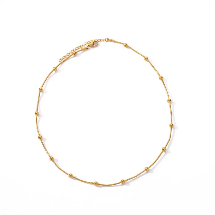 kf-Sc881e607bec94b8f94a9dc10ed99da88d Stainless Steel Beaded Round Snake Chain Necklaces For Women Gold Color Geometric Necklace Luxury Wedding Party Jewelry Gift BFF - Image 6