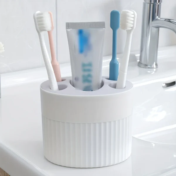 4 Slot Toothbrush Holder ABS Plastic Bathroom Organizer Freestanding Toothpaste Stand with Drain Holes for Home Gift Festival - Image 5