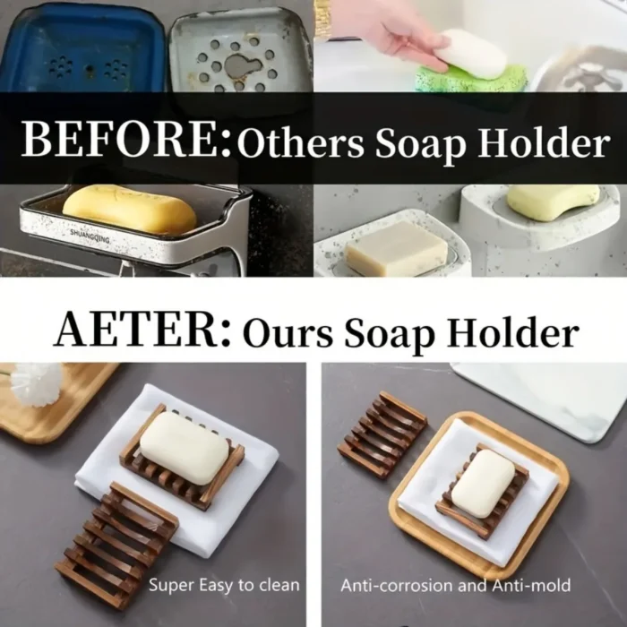 kf-Sc8d61c4ad0c54c3f8aae00fd088a66b0v Elegant Wooden Soap Dish with Self-Draining Design - Perfect for Bathroom Decor and Organization, Natural Wood Finish soap box - Image 5