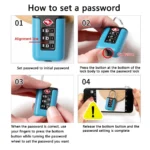 Customs Code Lock for Travel Luggage Password Changeable Black Lock Contrast Design Padlock 3 Digit Combination Lock - Image 4