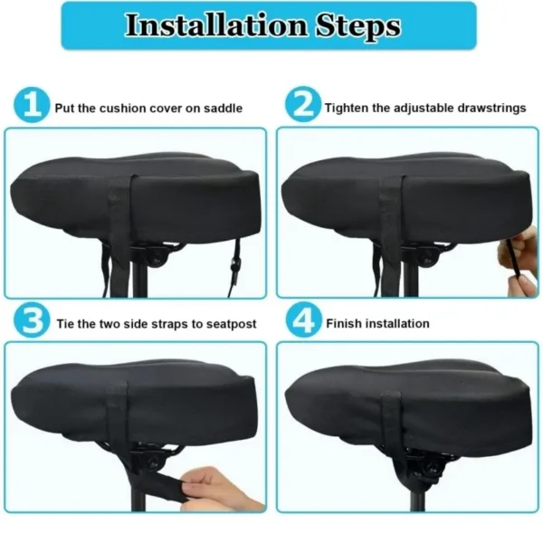 Bike Seat Cover Gel Spong Comfortable Exercise Bike Seat Cushion Cover Soft for Cycling Class Mountain Stationary Bikes - Image 3