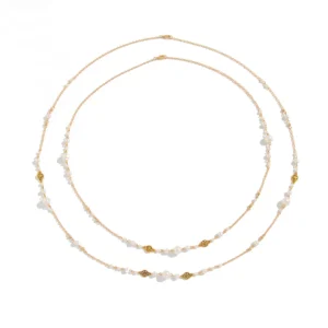 Ingemark 2Pcs/Set Temperament Imitation Pearl Long Chain Necklace for Women Fashion Statement Goth Sweather Link Neck Jewelry