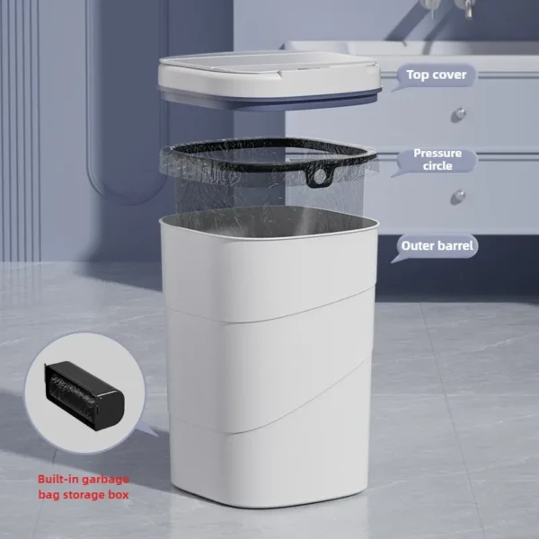 Smart Trash Can with Lid - Infrared Sensor Hands-Free, Silent Closing Battery Powered, Gift for Home Office Bathroom Kitchen - Image 5