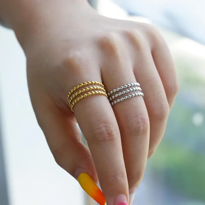 kf-Sccbbd6a9459e4ce39fc9d9ab8060e7fby Stainless Steel Beads Design Rings For Women Gold Color Opening Ring Wedding Aesthetic Accessories Party Jewelry Gift BFF anillo - Image 3
