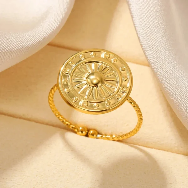 Stainless Steel Sun Rings For Women Gold Color Sun Butterfly Finger Adjustable Ring Aesthetic Fashion Wedding Jewelry Gift 2024 - Image 3
