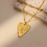 Trendy Heart Pendant Stainless Steel Pleated Necklaces For Women Trendy Gold Color Aesthetic Pendant Necklace Jewelry Accessory - Image 2