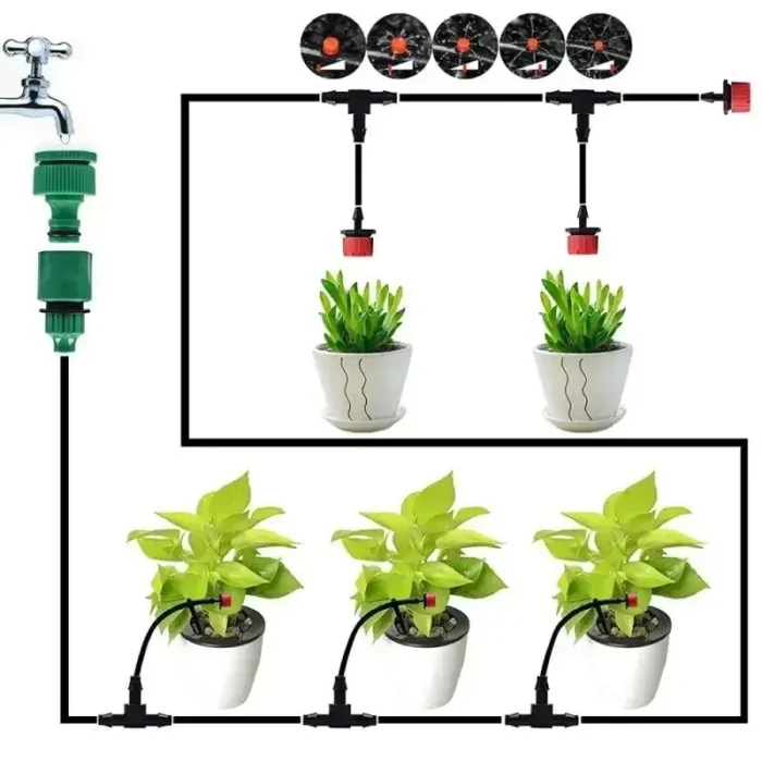 kf-Scdb323487ac04f3cb204d1e02e87c348F Automatic Watering Garden Hose Micro Drip Watering Kits Adjustable Nozzle Garden Supplies System Water - Image 4