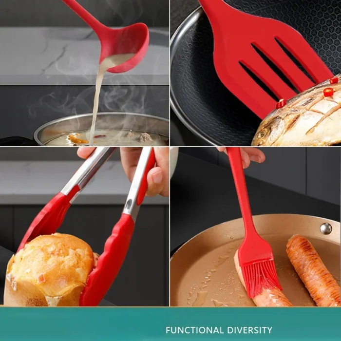 kf-Sce78c7e7fd3949da971729b466441625X 10 PCS Silicone Cookware Set Kitchen Cooking Tools Baking Tools Tableware Silicone Shovel Spoon Scraper Kitchen Accessories - Image 2