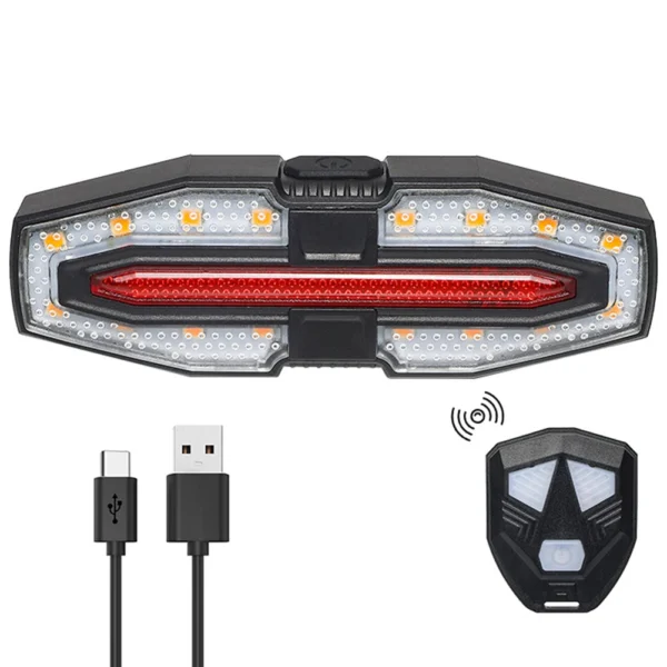 Rechargeable Warning Bike Lights with Turn Signals Cycling Back Light Wireless Remote Control Bike Rear Light for Night Riding - Image 2