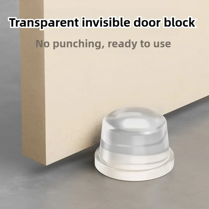 1PC Clear Silicone PET Door Stopper No Drill Under Door Mount Oil Rubbed Anti Slamming For Home Office Travel Use - Image 2