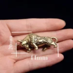 Brass Bullfighting Statue, Lucky Copper Animal Figurine, Wealth Bringing Miniature Ornament for Home & Office Desk Decor - Image 6