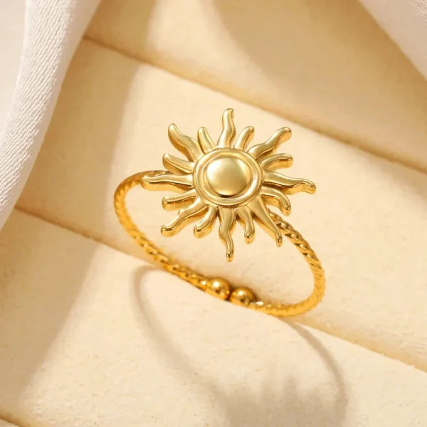 Stainless Steel Sun Rings For Women Gold Color Sun Butterfly Finger Adjustable Ring Aesthetic Fashion Wedding Jewelry Gift 2024 - Image 7