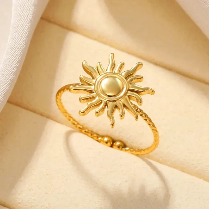 kf-Sd1d5c150c5b04092856b9f5cf440df69q Stainless Steel Sun Rings For Women Gold Color Sun Butterfly Finger Adjustable Ring Aesthetic Fashion Wedding Jewelry Gift 2024 - Image 1