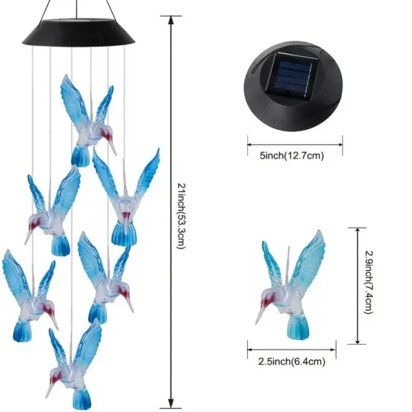 1set Blue Wind Chimes Solar Power Generation for Courtyard and Outdoor Decoration Wind Chimes and Pendants1set Blue Wind Chimes - Image 3