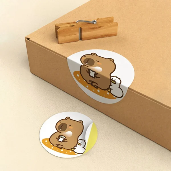 500pcs/Roll Cute Capybara Sticker Waterproof Graffiti Aesthetic Decorative Luggage Laptop Cup Phone Diary Book Kids Stickers Toy - Image 4