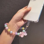 Phone Anti-lost Lanyard Key Short Wrist Pendant Colorful Macaron Round Bead Pendant Women's Hand-held Chain Mobile Phone Lanyard - Image 2
