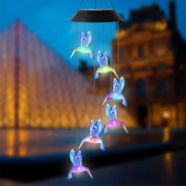 1set Blue Wind Chimes Solar Power Generation for Courtyard and Outdoor Decoration Wind Chimes and Pendants1set Blue Wind Chimes - Image 2