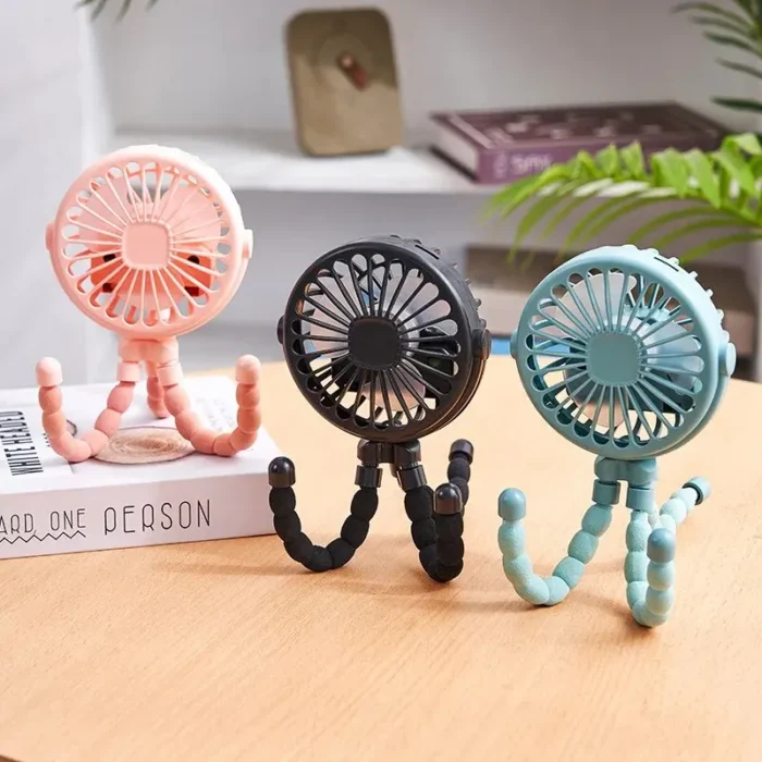 kf-Sd410ae0feceb4699be9817eda30b2d7ba Multi Functional Student Baby Stroller Portable USB Rechargeable Lithium Battery Octopus Mini Fan - Image 1
