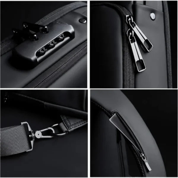 Waterproof Casual Chest Bag Men Multifunction Anti-theft USB Charging Men Crossbody Bag Patent Leather Travel Chest Bag Pack Mal - Image 4