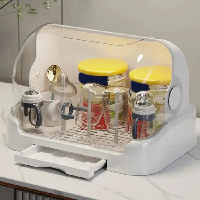kf-Sd692ff430f884f4f8e76efc5354322caV Portable Baby Bottle Drying Rack & Organizer - Dustproof Storage Container with Removable Drip Tray, Hygienic Feeding Accessorie - Image 5