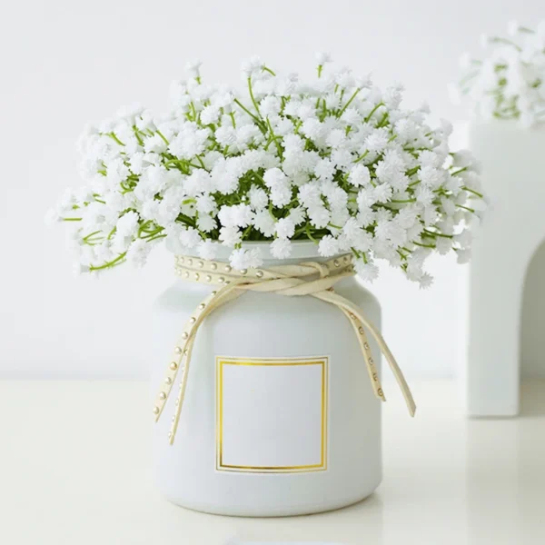 White Babys Breath Flowers Artificial White Fake Flowers Gypsophila DIY Floral Bouquets Arrangement Wedding Home Decor - Image 2