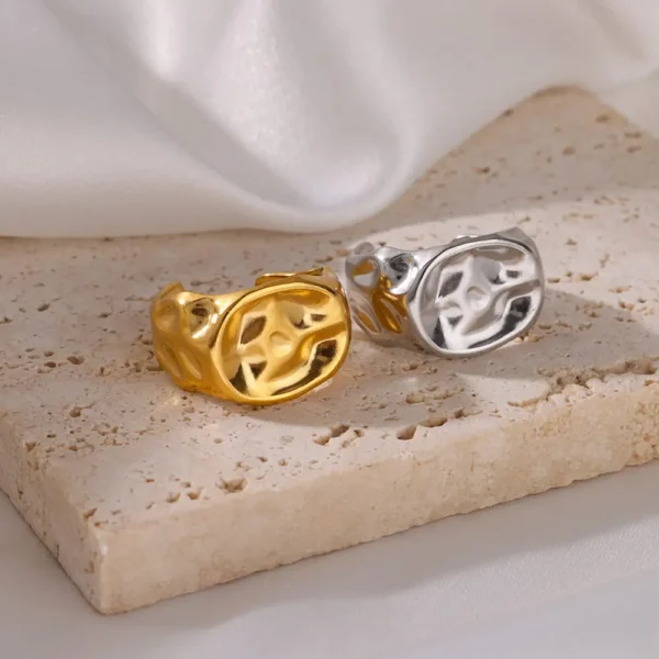 Irregular Rings For Women Gold Color Stainless Steel Geometric Ring Fashion Simple Party Christmas Party Jewelry Gift Femme - Image 4