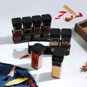 Spice Organizer Set 4-in-1 - Stackable Kitchen Bottles, Airtight Lids for Salt Pepper Baking,Countertop Space Saver Jars