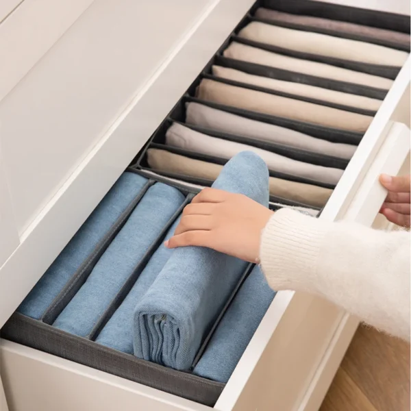 1pc Pants Storage Box, Jeans Divider Storage Box, Wardrobe 9 Grids Storage Basket - Image 3