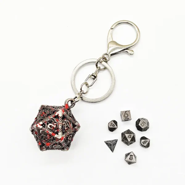Mini 6MM Metal Flying Dragon Skeleton Dice Keychain Pendant Set Polyhedral Colors - Image 4